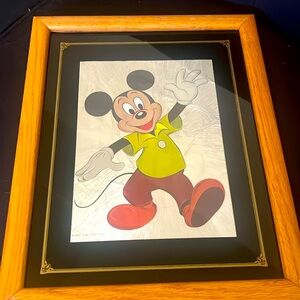 Vintage 1970‘s Framed Foil Art Print of Mickey Mouse